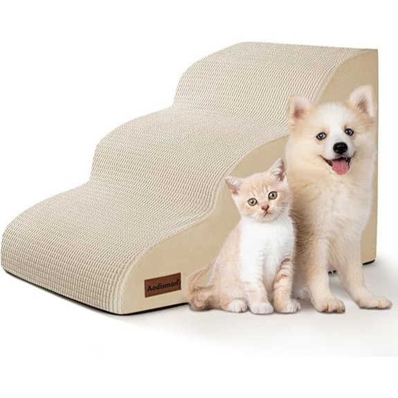 3-Step Dog Ramp and Stairs for Sofa Beige