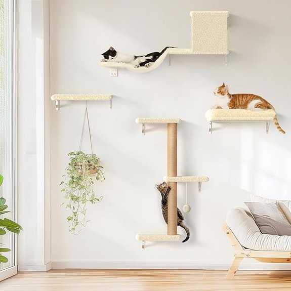 FUKUMARU Cat Wall Shelves Wooden Climbing Furniture Set