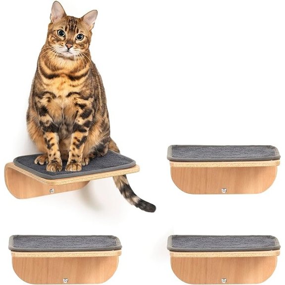 Cat Wall Shelves with Scratching Cushion (4-Step)