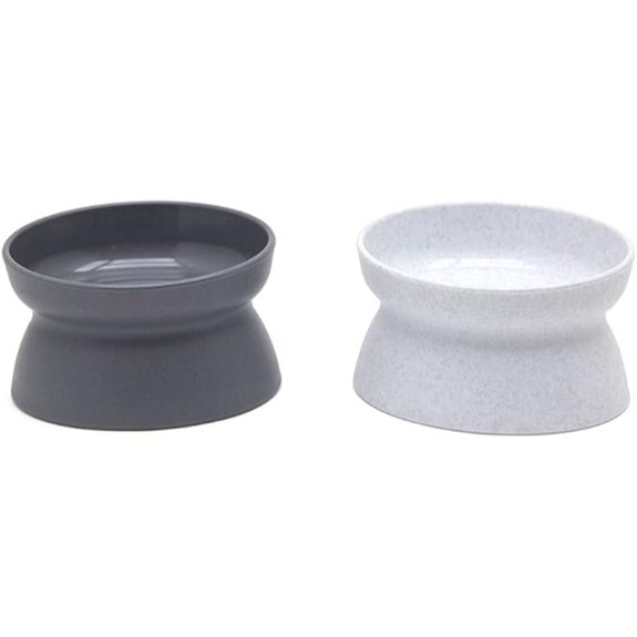 Kitty City Elevated Cat Bowls Set (White & Gray)