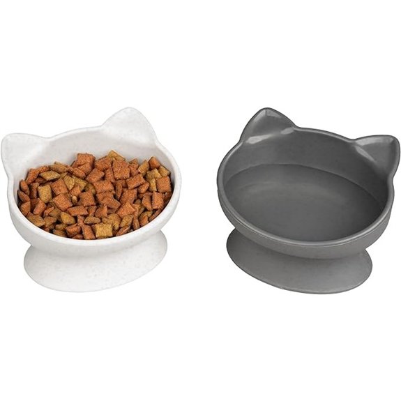 Kitty City Elevated Cat Bowls Set of 2 White Gray