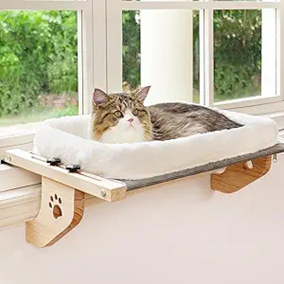 AMOSIJOY Cat Window Perch Hammock Bed for Large Cats
