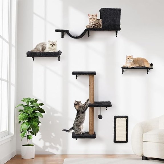 5-in-1 Cat Wall Shelves Multi-Level Climbing Furniture