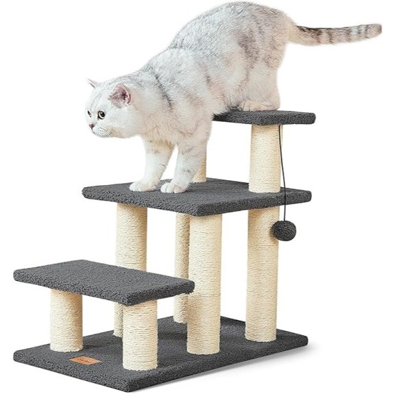 Pawque Pet Stairs: 3-Step Grey 150 lb