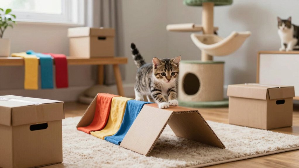 indoor cat obstacle course setup