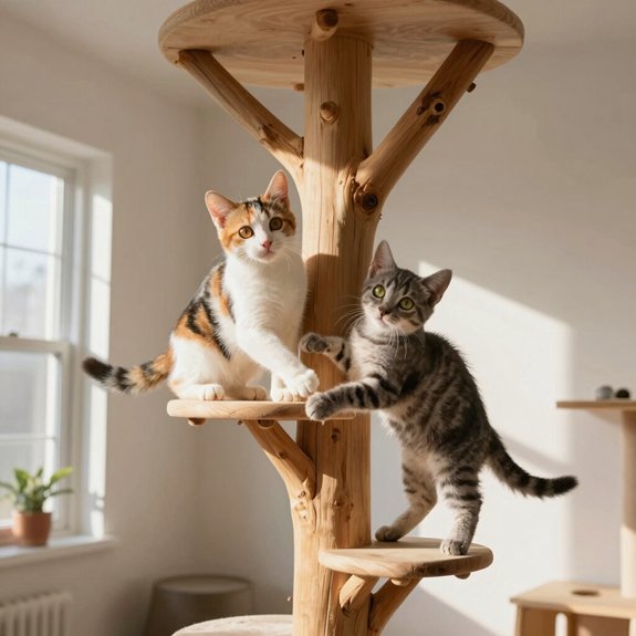 natural wood climbing posts promote fitness