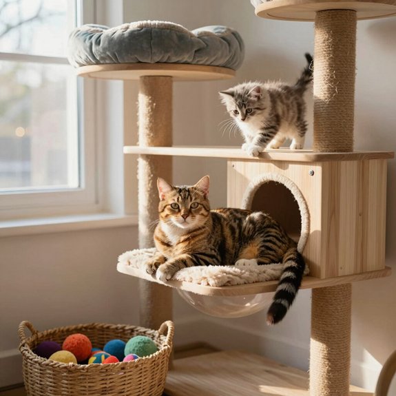 vertical cat space with shelves